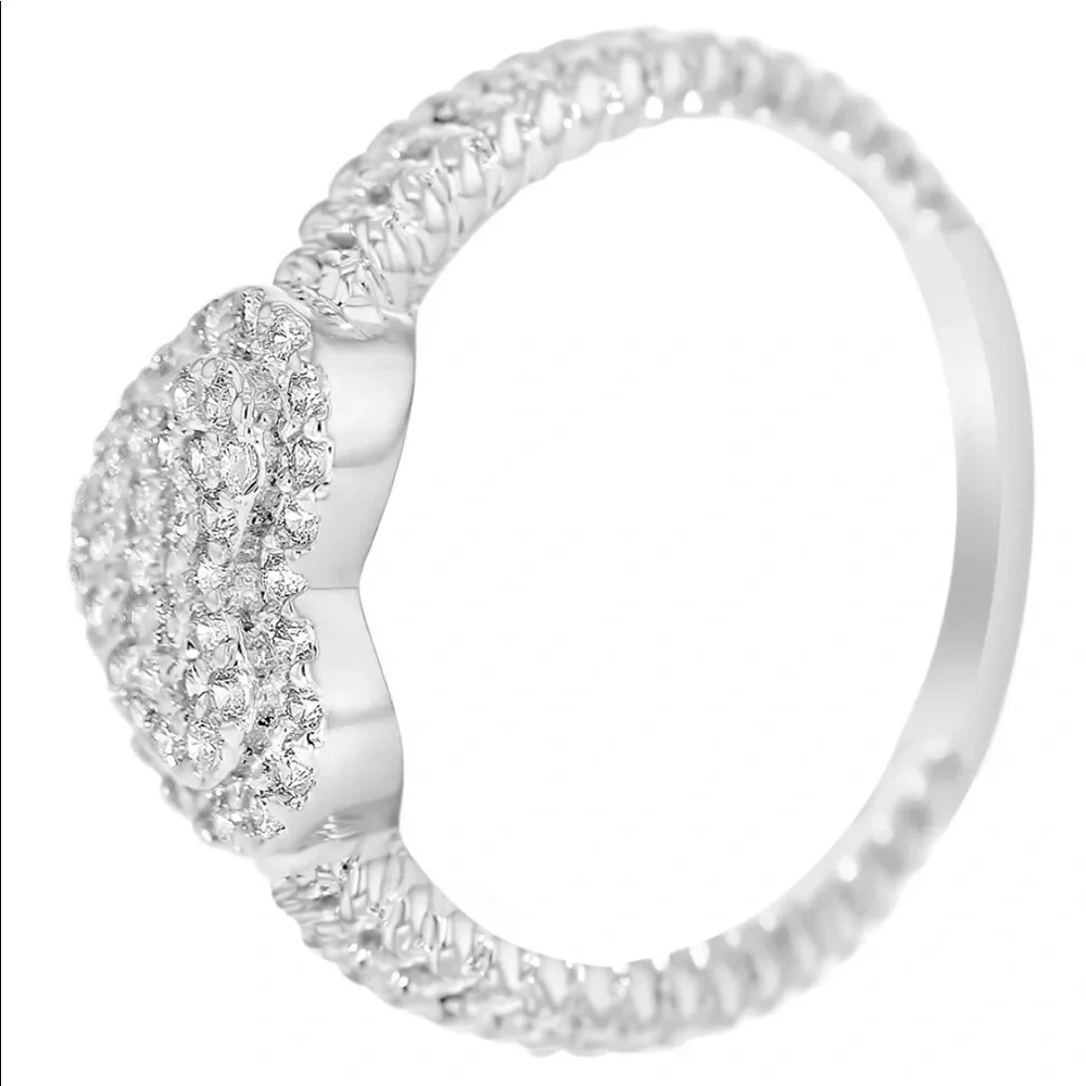Clear Crystal Sparkle Dazzle Heart Braided Ring